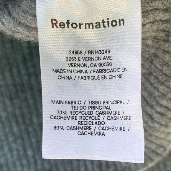 Reformation Luisa Women's Crop Ribbed Cashmere Turtleneck Gray Size Medium - Picture 5 of 5